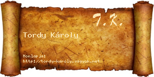 Tordy Károly névjegykártya